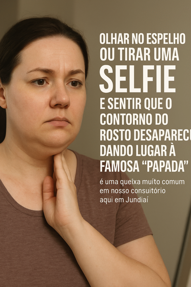 mulher vendo que está com papada