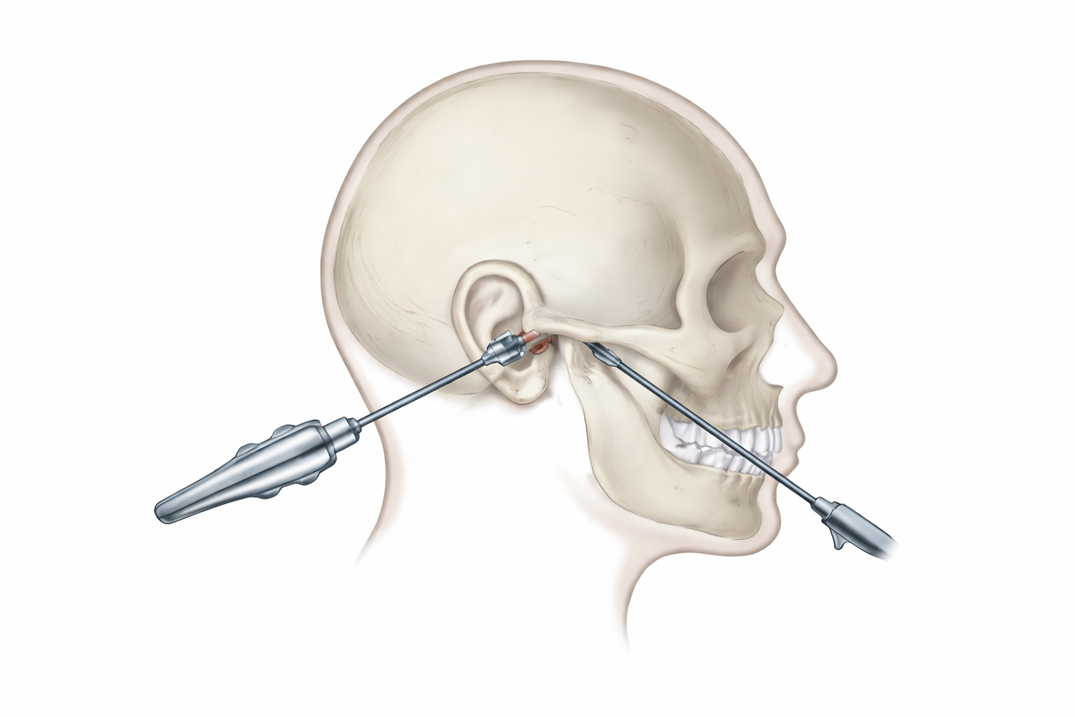 Ilustração do procedimento de Artroscopia de ATM - Vida Plena
